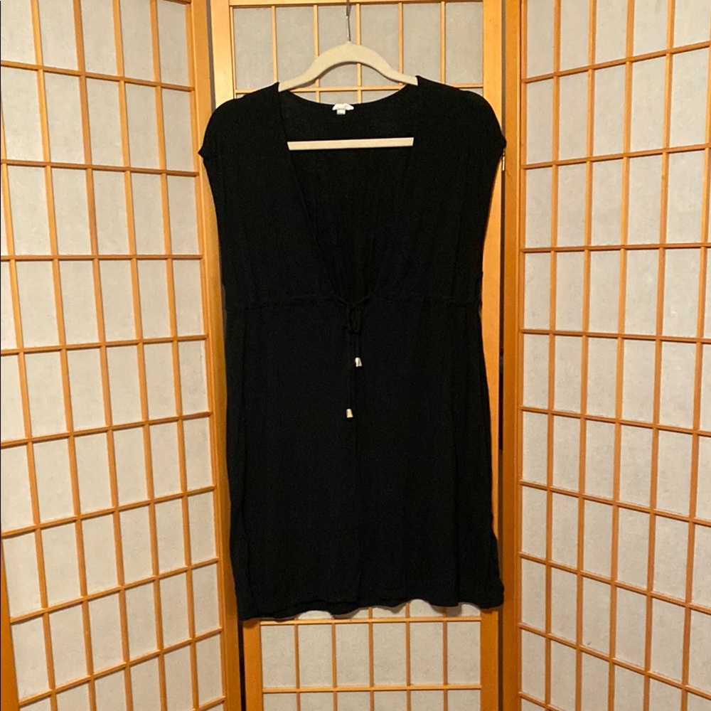 MERONA Black Short Sleeve Tie Waist Coverup Dress Size L